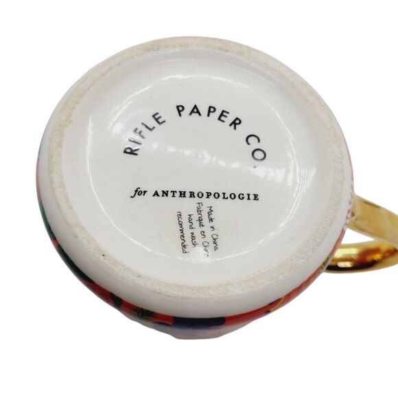 Anthropologie J Garden Party Monogram Mug 13 oz Rifle Paper Co Orange Floral - Picture 5 of 5